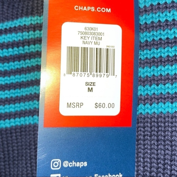 Chaps Original Crewneck Striped Cotton Sweater New - Picture 3 of 4